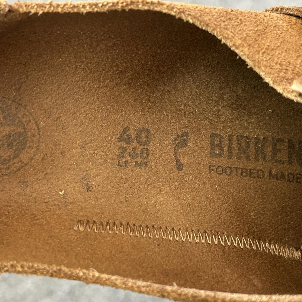 Birkenstock Shoes Womens Size 9 Brown Suede Clog Mule Slip On Buckle Comfort - Picture 2 of 14
